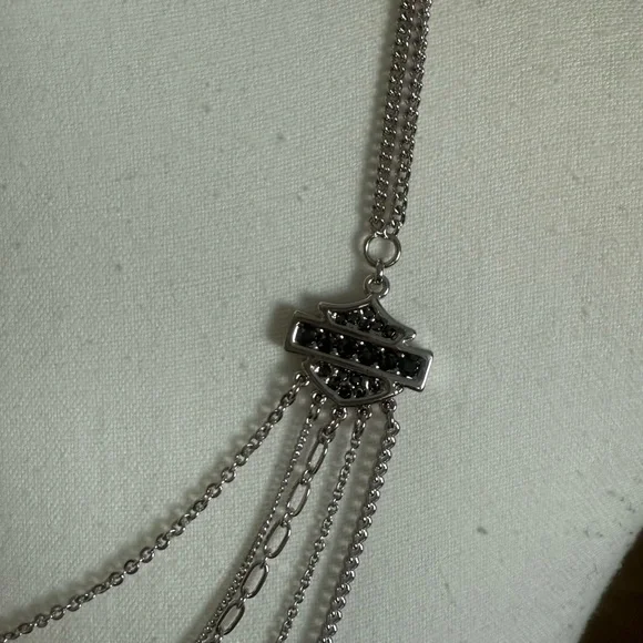 New Elegant Harley Davidson Silver Layered Necklace and matching bracelet. - Picture 5 of 10